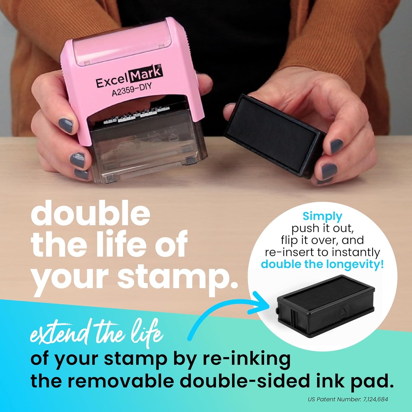 ExcelMark Self-Inking DIY Custom Rubber Stamp Kit - Personalized Stamper for Business or Home - Address Stamp, Message Stamp, and More (Black)