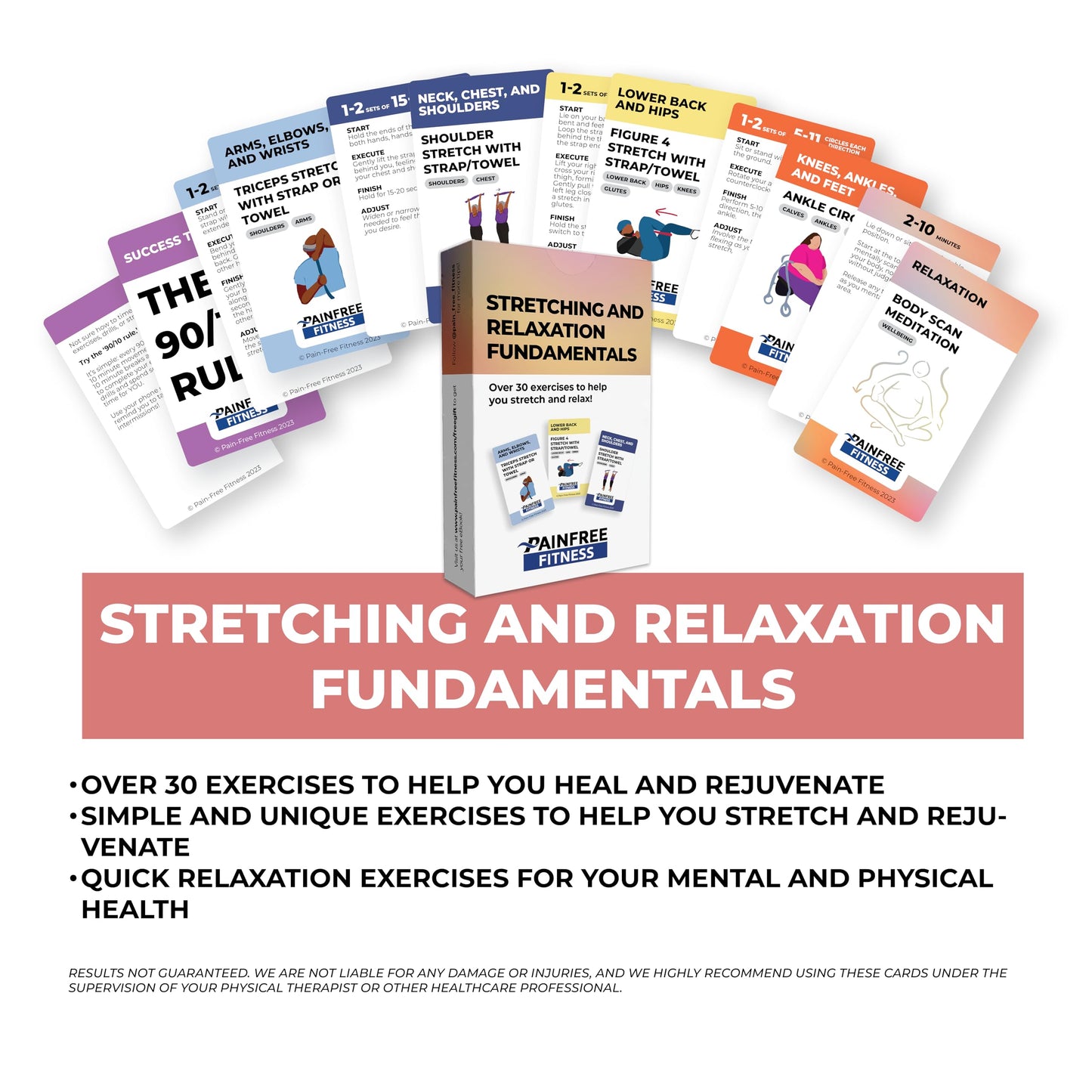 (30+ Cards) Gentle Stretch and Relaxation Flashcards, 3x5 in Tear-Proof, Bend-Proof flashcards I Perfect for Pain Relief, Yoga I Video QR Codes on Each Exercise Card