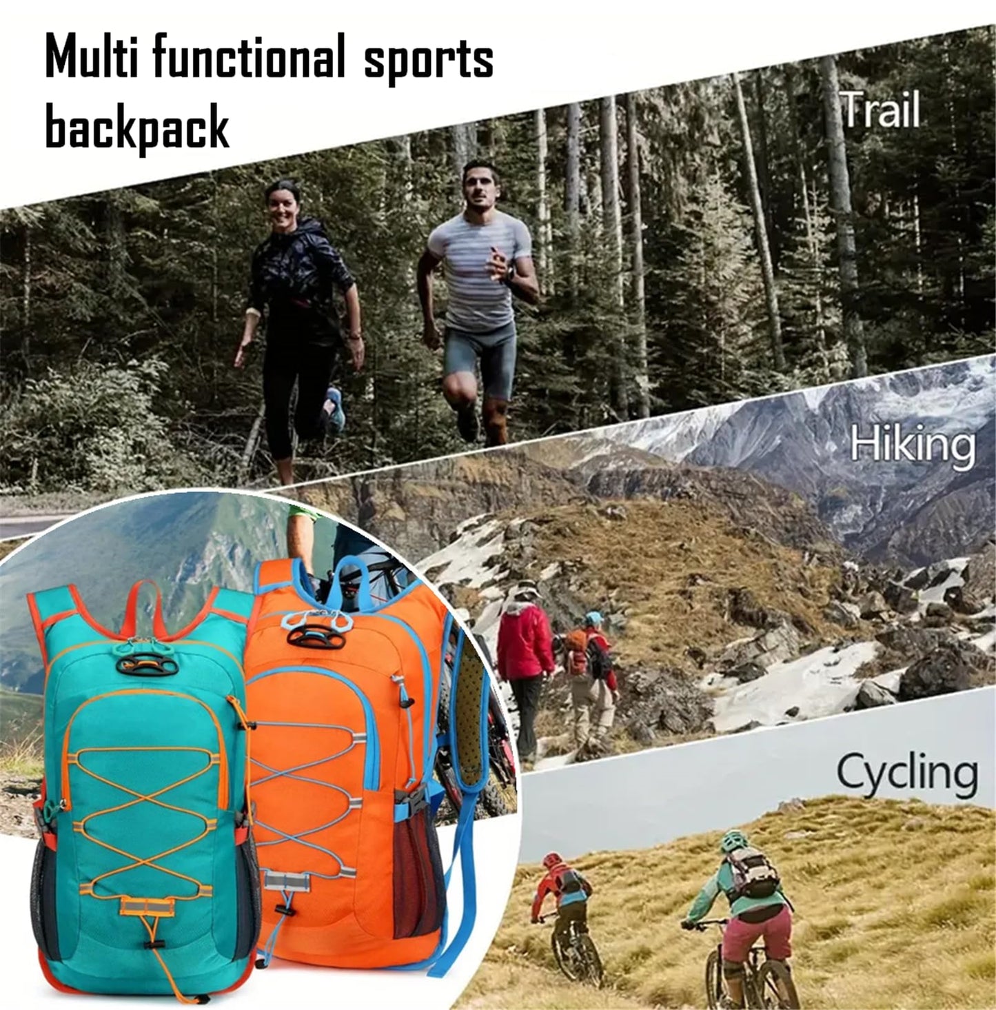 AUUEYY Lightweight Cycling Hydration Backpack,Large Capacity Pack for Travel,Hiking,Climbing,Skiing,Running Daypack for Men Women (Green)