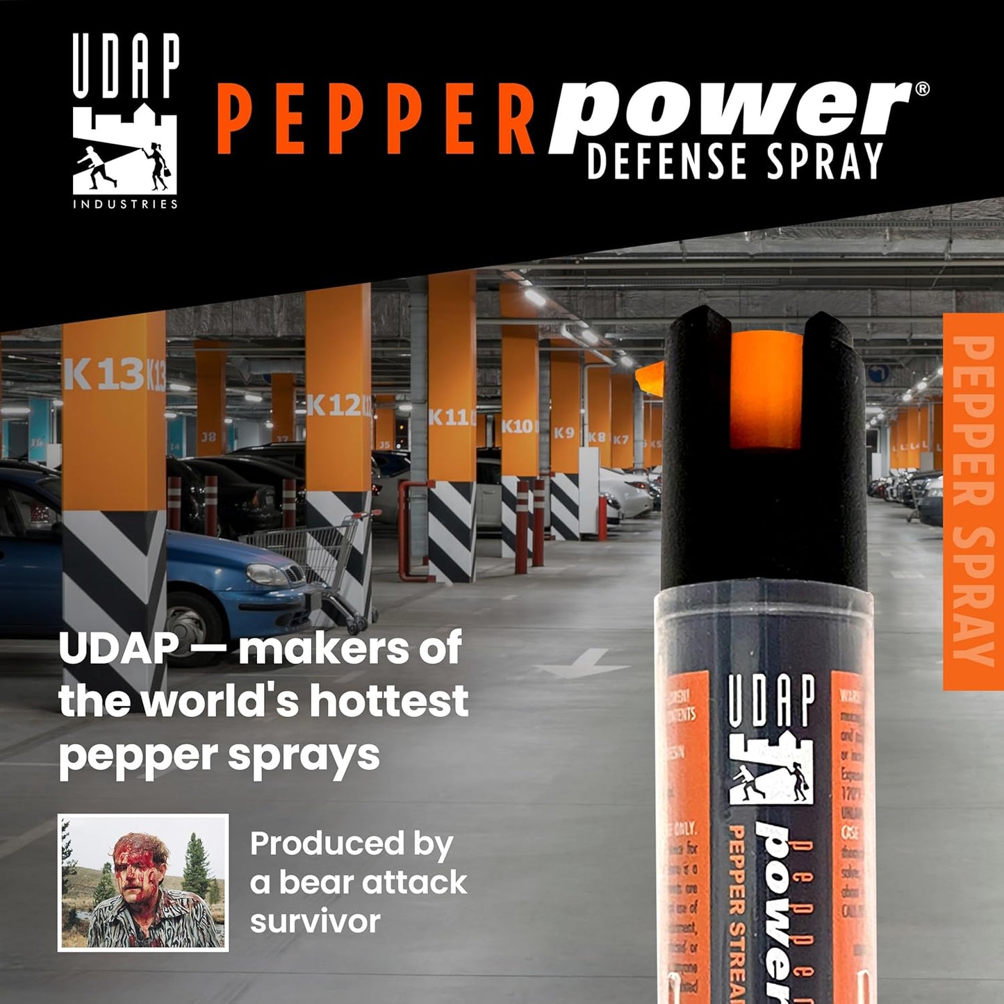 UDAP Pepper Power Keychain OC Compact Self Defense Pepper Spray for Women, Men, and Runners, Travel Size, Powerful Blast Pattern, 10 ft Stream, 2K, 0.4 oz, 2 Pack