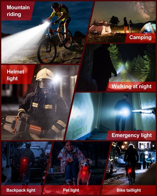 USB Rechargeable Bike Lights Set, Bicycle Lights Front and Rear for Night Riding, Bike Accessories for Road Mountain Cycling