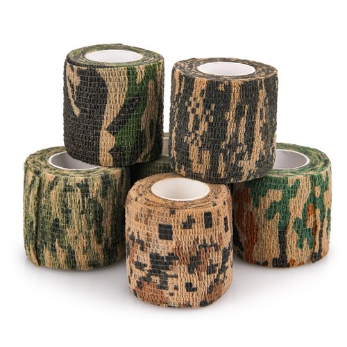 Volein 6 Roll Camo Wrap Tape, Camouflage Self-adhensive Form Tape, Elastic Stretch Warp Bandage 2"×16ft for Gun Shooting Bow Flashlight Rifle Hunting Outdoor
