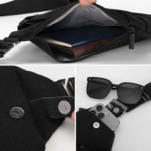 OSOCE Anti Theft Crossbody Bags Sling Bag for Women Men Waterproof Wander Bag for Sports and Travel. (1.0Black, Small)