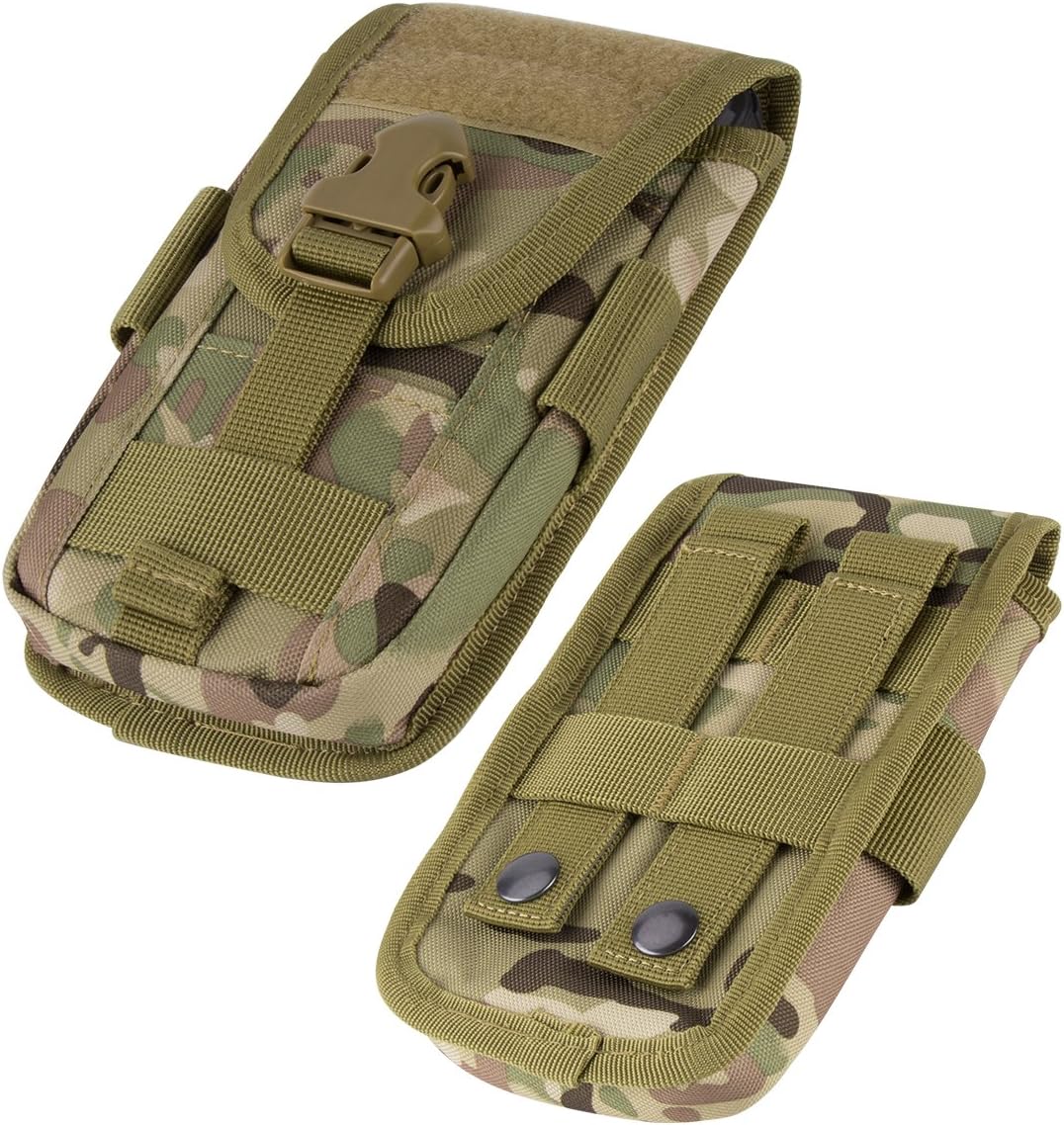 IronSeals Tactical Phone Holster Pouch, Tactical Smartphone Pouches Cellphone Case Molle Gadget Bag Molle Attachment Belt Holder Waist Bag for 4.7"-6.9" with US Flag Patch for iPhone 16 Pro/15 Pro