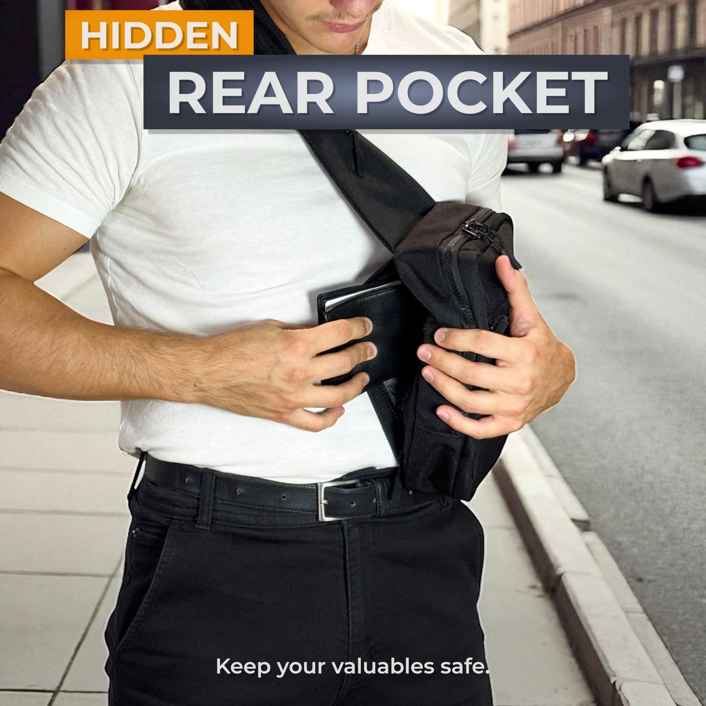 ARMORWERK Premium Carry Sling Bag for Men with Quick Access Pull Tab and 4 Accessory Slots — CCW Sling Bag for Men with Waterproof Heavy Duty Zippers — Durable Adjustable Holster Included