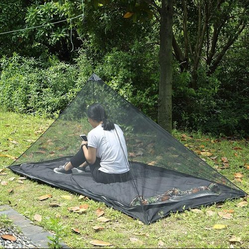 Camping Net with Carry Bag, Mosquito Net Bed Compact and Ultra-Light for Travel, Sleeping Bags, Tent Camping Canopy, Tent Pegs Attached, Without Sleeping Mat