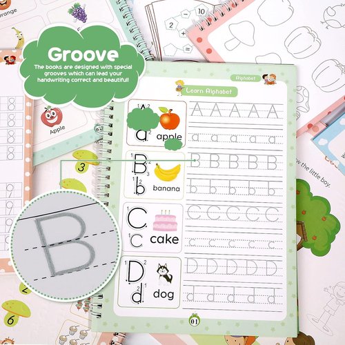 Magic Ink Copybooks for Kids Reusable Handwriting Workbooks for Preschools Grooves Template Design and Handwriting Aid Practice for Kids The Print Writing