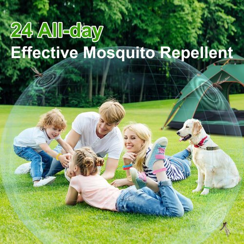 BuggyBands 24 Pack Mosquito Bracelets, Mosquito Bands for Adults and Kids with Individually Wrapped & DEET Free, Natural and Waterproof Wristbands Citronella Bracelets for Camping Hiking