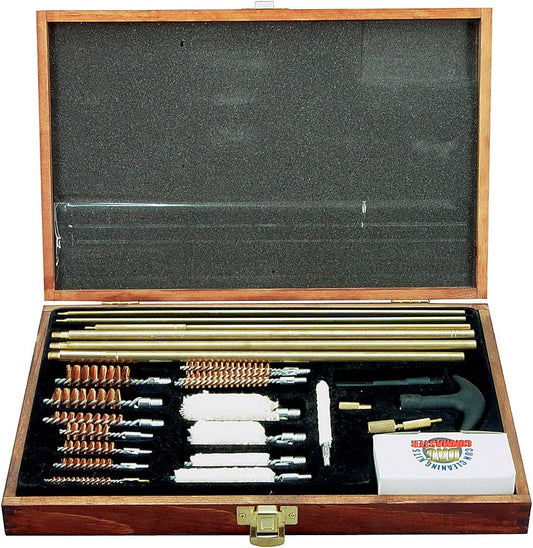 Gunmaster 35pc Deluxe Universal Gun Cleaning Kit in Wood Case