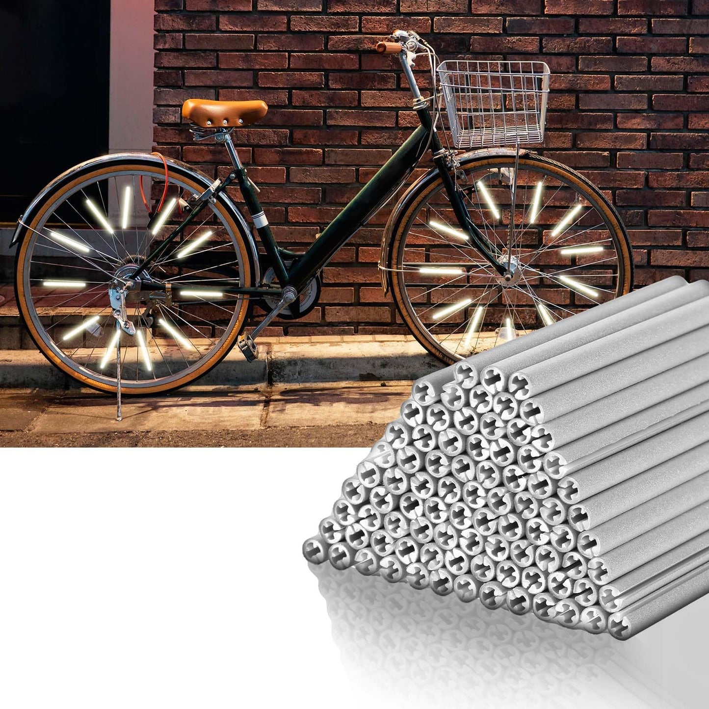 84 PCS Reflective Spoke Covers, Bike Spoke Reflector Bicycle Spokes Skins Wraps Bike Wheel Reflector Tube Spokes Covers Wheel Decoration Reflectors for Road Mountain Bicycle Motorcycle Dirt