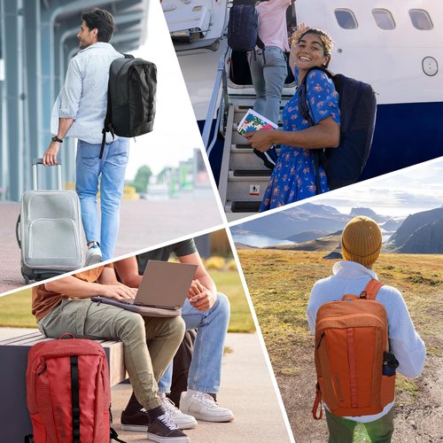 Haimont Small Travel Backpack Hiking Outdoor Everyday Daypack with 3 Compartments Men Women Water Resistant Bag for Casual,Commuter, Solid Black