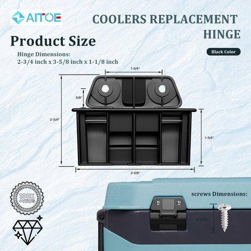 ZAITOE 2 Pack - Cooler Hinge Replacement Compatible with Ig-loo BMX Cooler Hinge,Fits for 25, 52, 72 Qt BMX Coolers (Latch Hinge Kit Includes 4 Screws)
