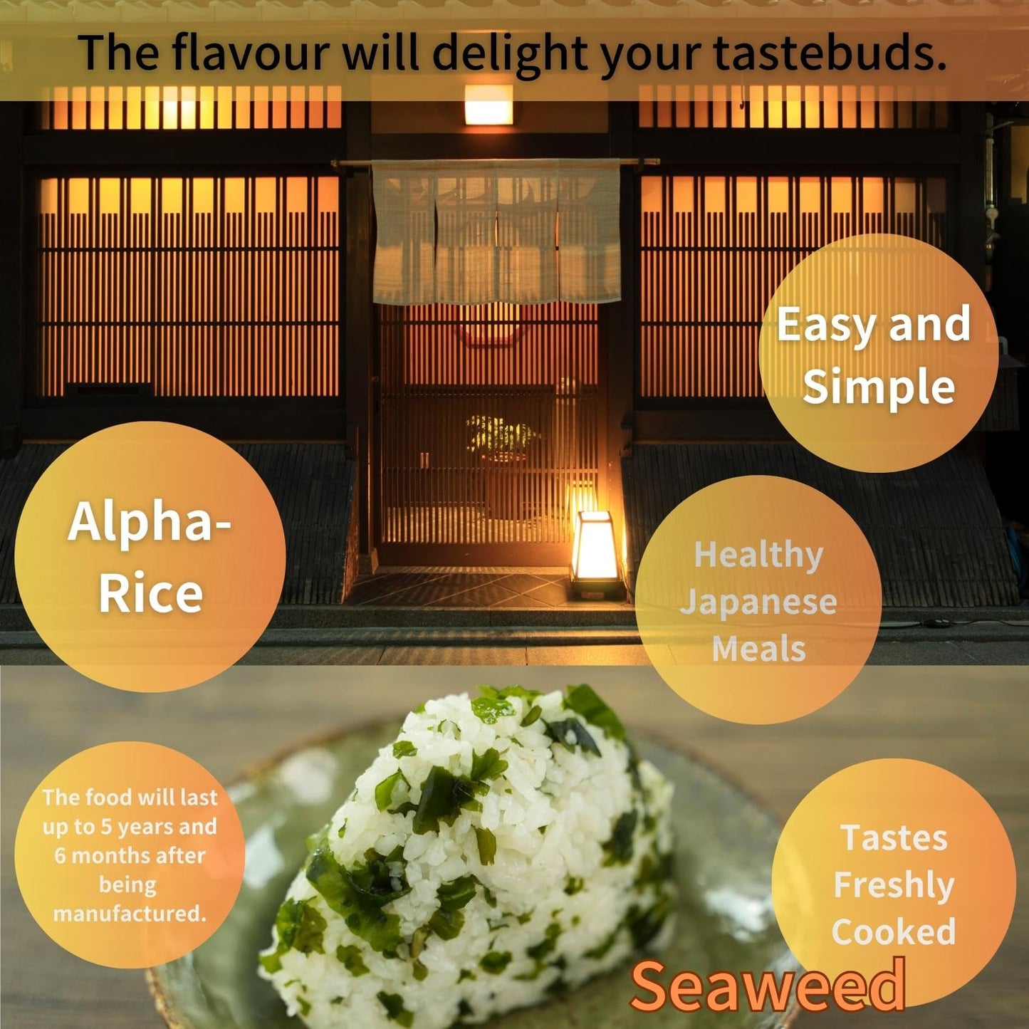 GOHAN JAPAN Seaweed Wakame Onigiri portable 100% Japan based Alpha Dried Rice Ball 42g/1.5 oz(A filling 109g/3.8oz) for Camping Mountain Climbing Emergencies by Onisi Foods Japanese Company (3-Packs, 126, Gram)