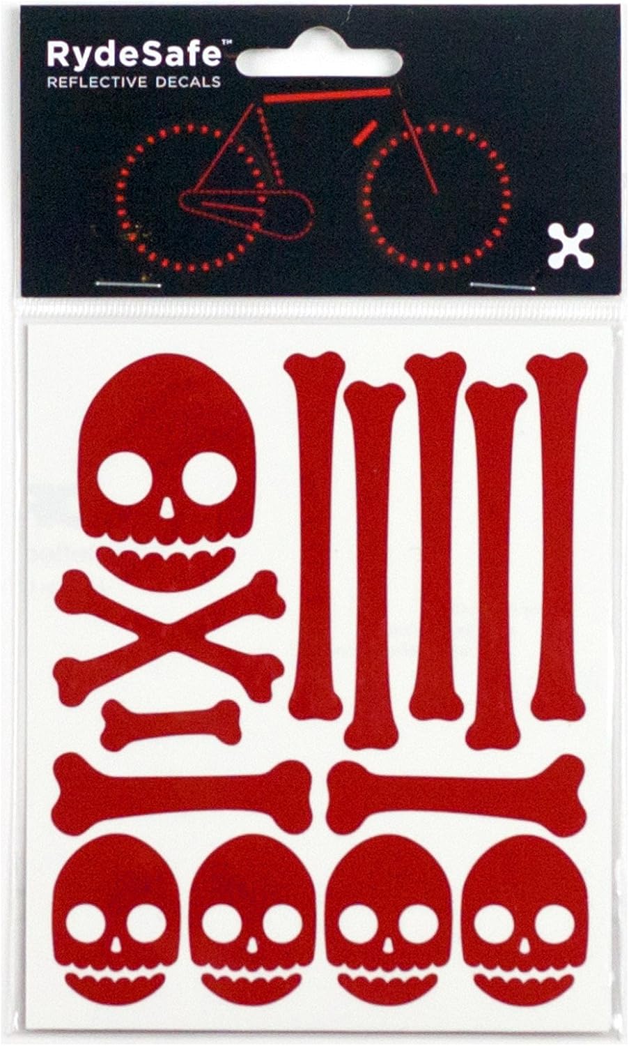 Reflective Decals Skull & Bones Kit, Red