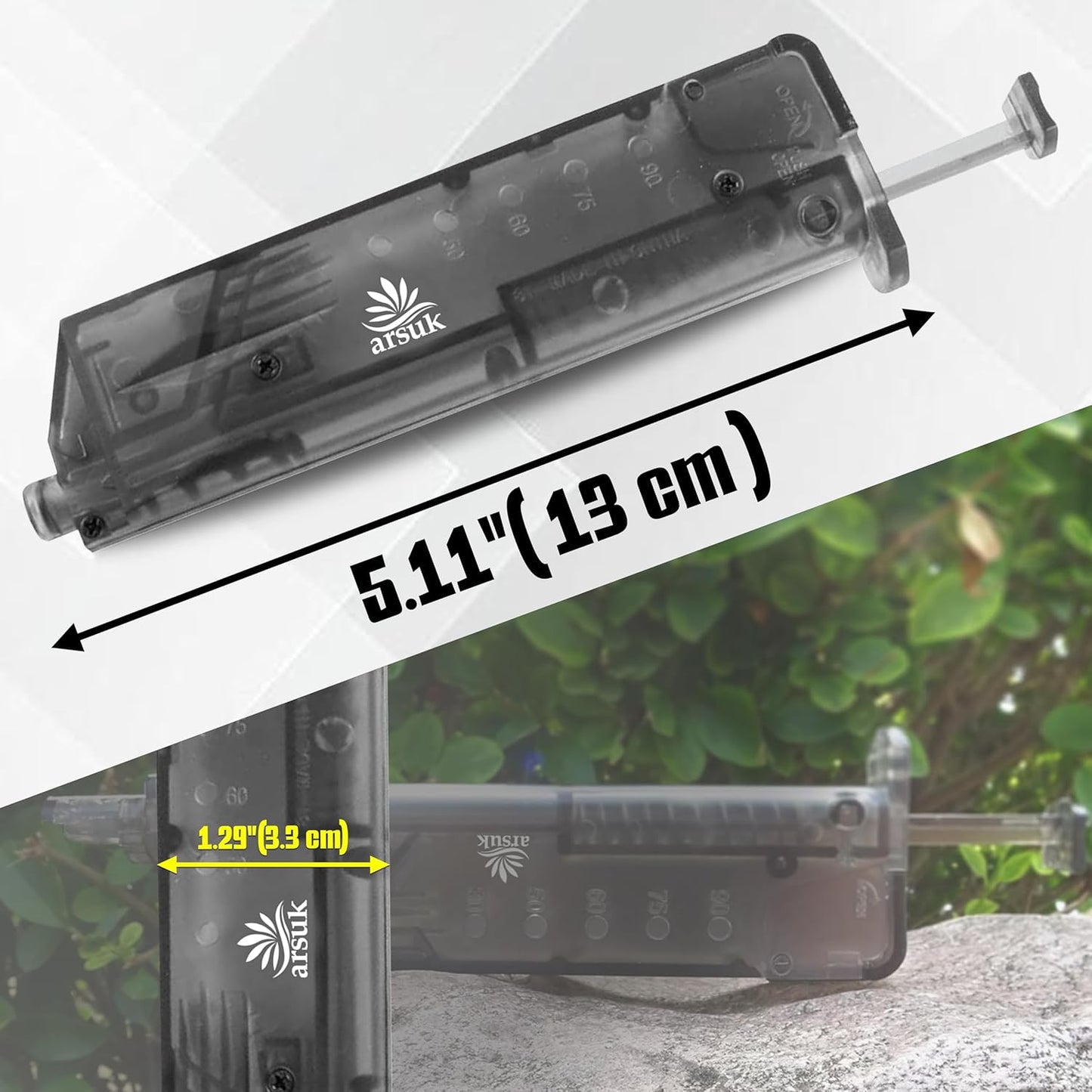 ARSUK 6mm Airsoft Speed Loader with Adapter – Fast Reloading Tool for 90/155/1600 Rounds