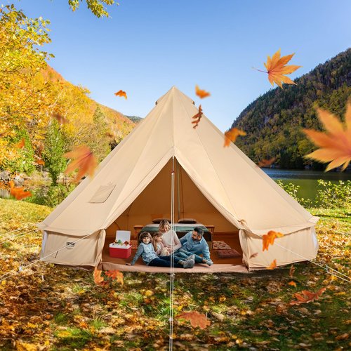 VEVOR Canvas Bell Tent, Yurt Tents 4 Seasons 4 m/13.12 ft, Canvas Tents for Camping with Stove Jack Holds up to 6 People, Family Camping Outdoor Hunting Party