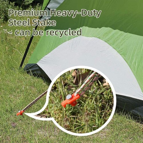 Ohiyoo 50 Pack Tent Stakes Heavy Duty 10 Inch Camping Stakes Yard Stakes Metal Tent Pegs for Ground Stakes Tent Spikes for Camping Garden Yard (Orange)