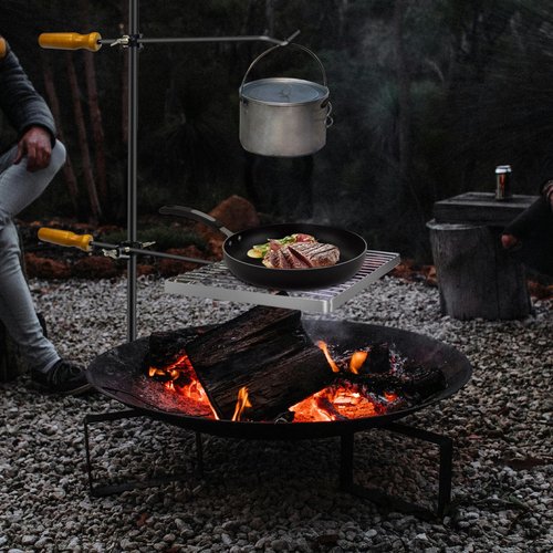WTVIDAS Campfire Grill Grate Portable Fire Pit Grill with Steel Grate Campfire Cooking Equipment for Open Fire BBQ Camping