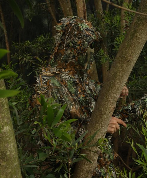HOW'ON Ghillie Suit Gilly Hunting Suits 3D Leaf Camouflage Hunting Suits Lightweight Camo Clothes Maple Leaf Camo M/L