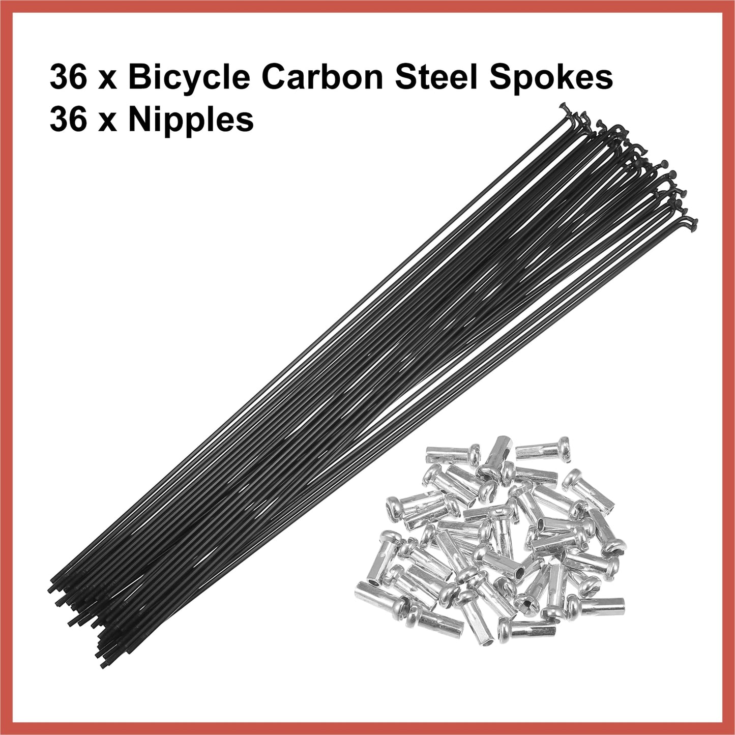 ACROPIX 36pcs Bicycle Carbon Steel Spokes 14G Bike Spoke 282mm Length with Nipples for Most Bicycle Black Car Parts