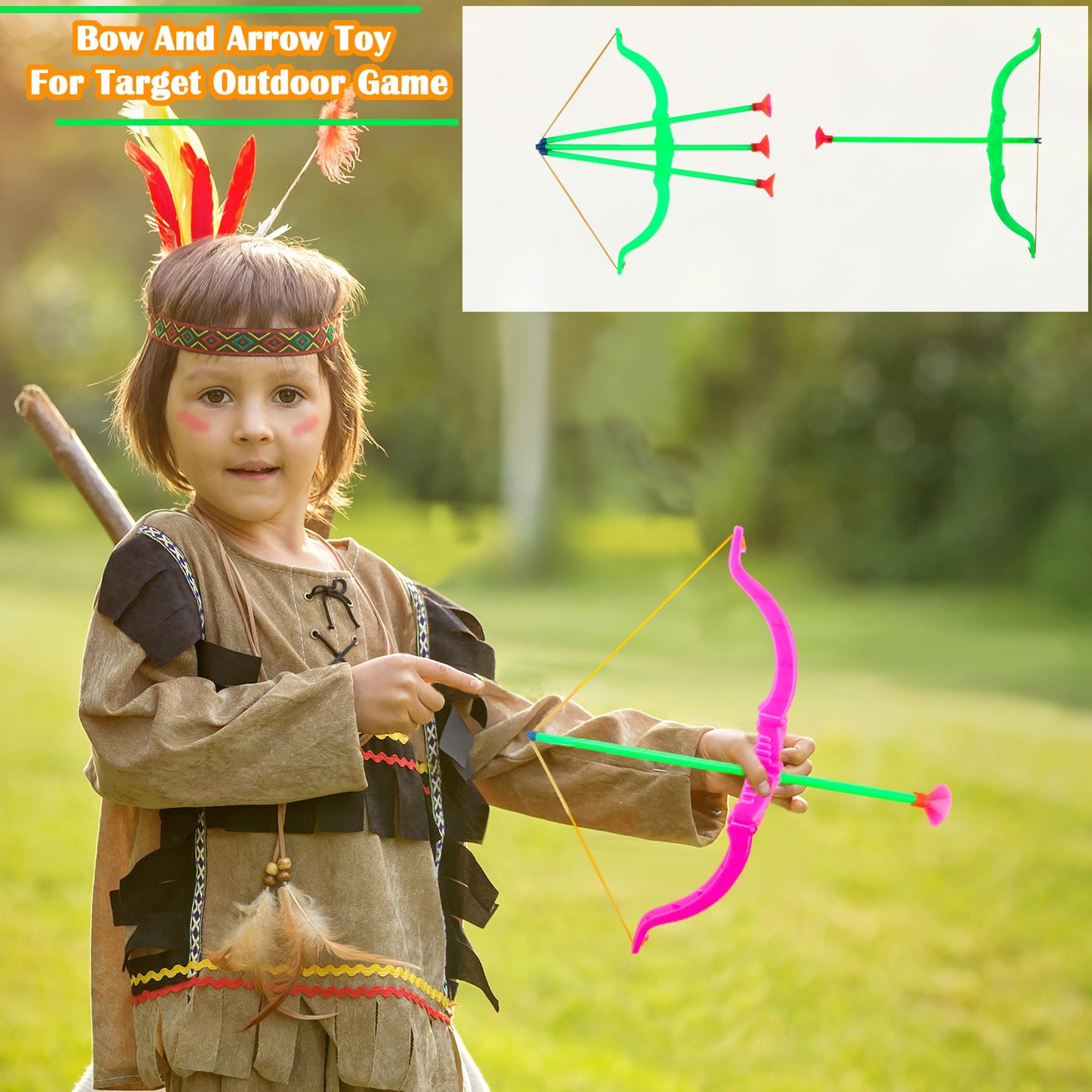 60 Pack Kids Bow and Arrow Sets Mini Bow and Toy Arrow Small Archery Bow Shooter for Kids Sports FunTarget Outdoor Game Sport Party Favors Gifts