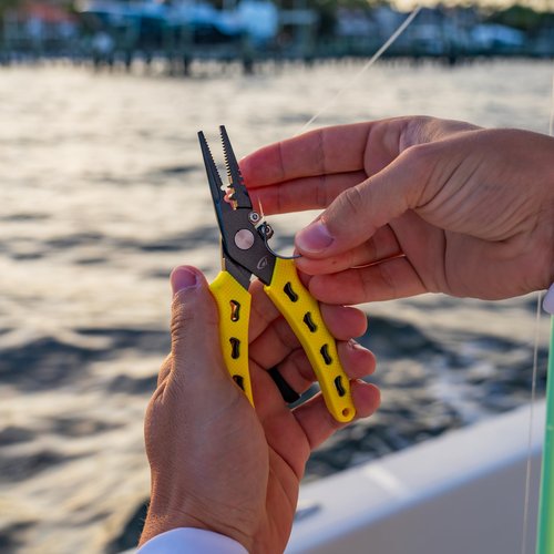 danco 6 inch Fishing Pliers, 420 Stainless Steel Fishing Tool, Non-Slip Rubber Handles, Tungsten Carbide Cutters, Saltwater Resistant