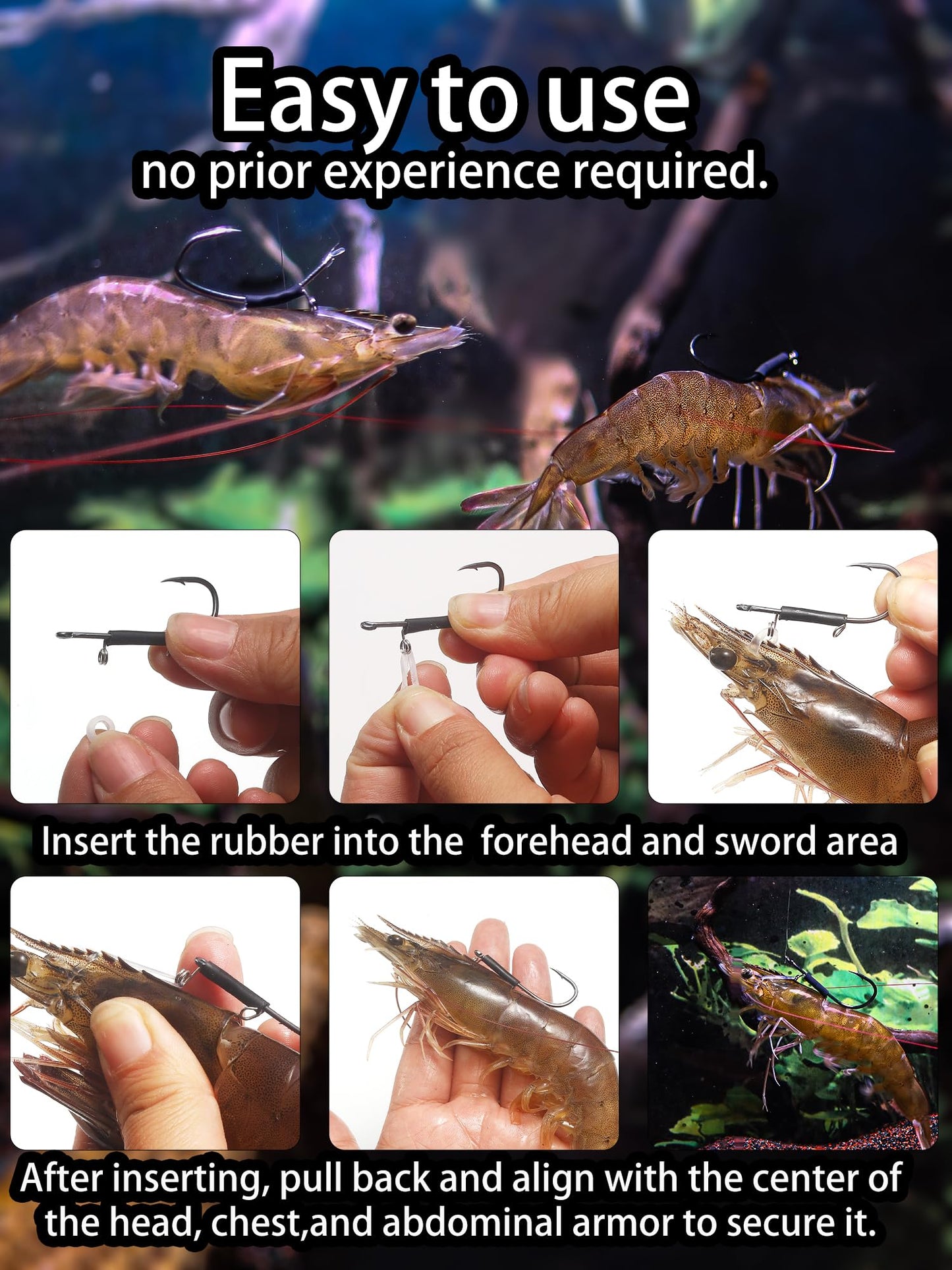 Fishing Hooks Set with Rubber Bands, 15/30 PCS Carbon Steel Barbed Hooks, 2 Sizes, for Catfish and Bass