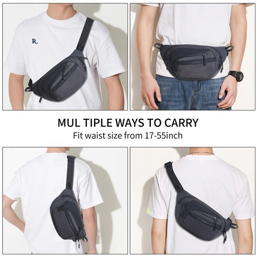 YSHHao Fanny Pack for Women Men Crossbody Bag with Large Capacity Waterproof Bum Bag with Key Holder Belt Bag with Adjustable Strap Waist Pack for Running Travel Hiking Cycling (Grey)