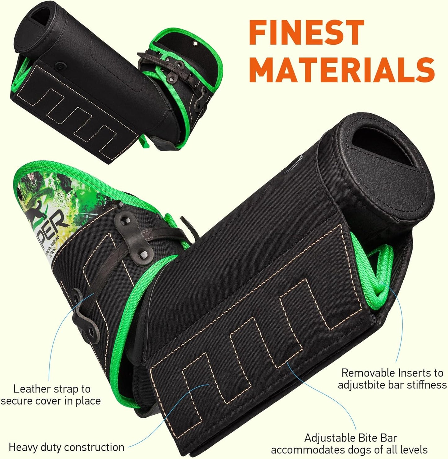Viper Multi Level Dog Bite Sleeve with 3-Way Adjustable Bite Bar - Left Hand (Sleeve with Synthetic Cover)