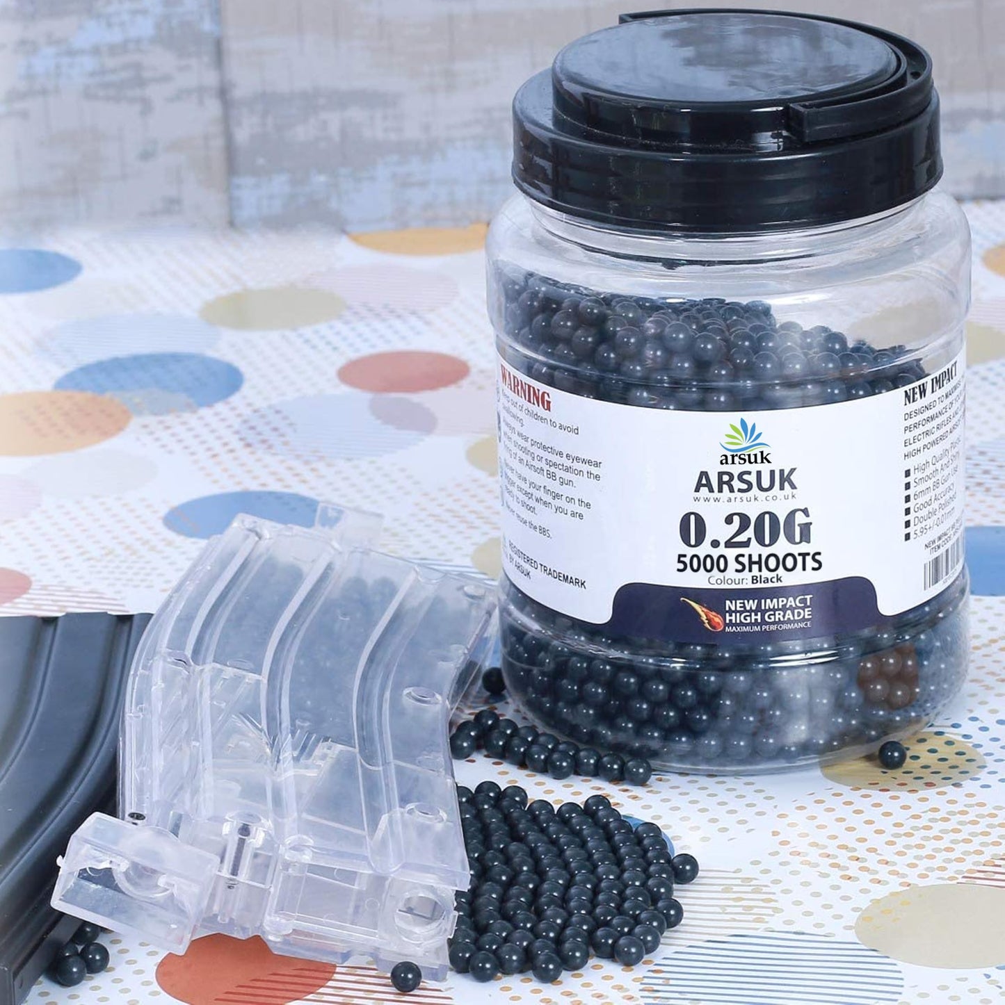 Arsuk 6mm Airsoft BBS 0.20g – Black - 5000 Count - Seamless 6mm Plastic Pellets for Precision Target Practice & Tactical Shooting BBS for BB Guns