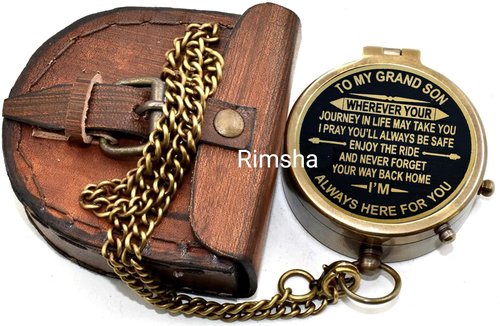 to My Grand Son Always Here for You Brass Compass Gift for Grandson Engraved Quote, Memory Present to My Grandson Birthday, Baptism, Graduation, Love, Gift idea by Grandpa Grandma