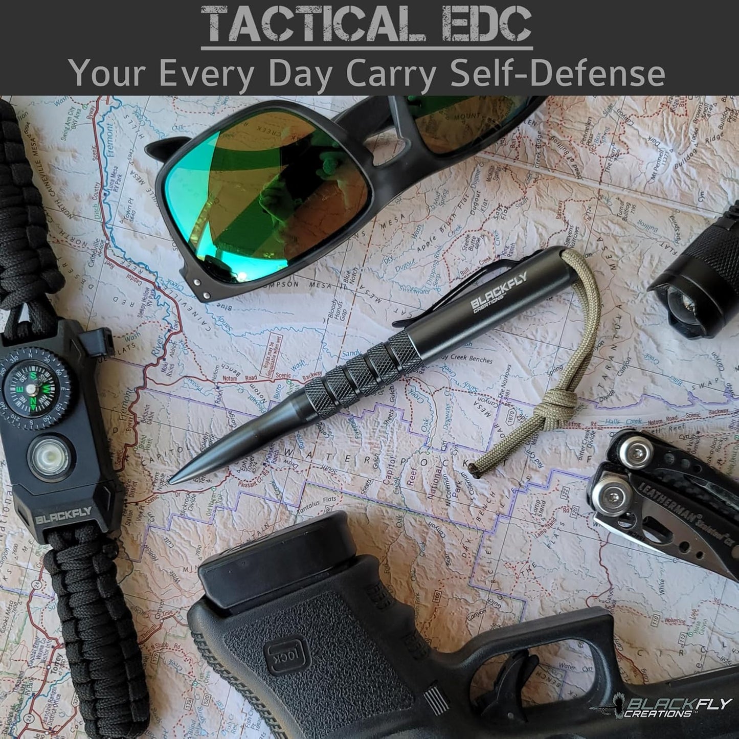 Tactical Pen Self Defense Weapon EDC Survival Tool, SWAT Military Police Gear Glass Breaker Kubaton, Drilled Cap for Lanyard or Keychain, 2nd Ink Refill & Gift Box Gray or Black 100% Quality Guarantee