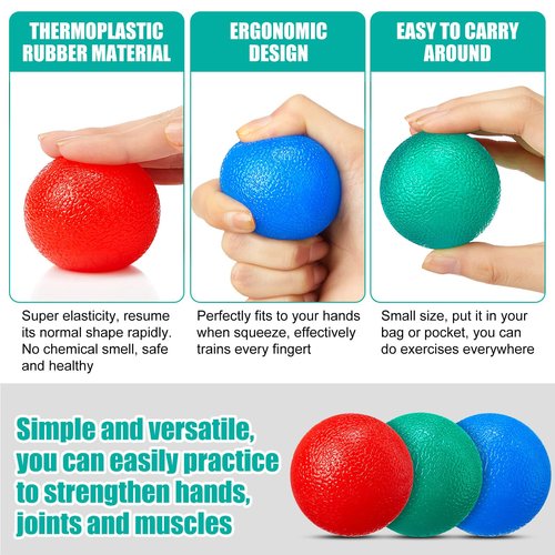 Silipull 3 Pcs Twist Hand Exerciser Bars With 3 Hand Exercise Balls Fitness Resistance Bars for Physical Therapy Flexible Elbow Stress Balls Relieve Tendonitis Pain and Improve Grip Strength