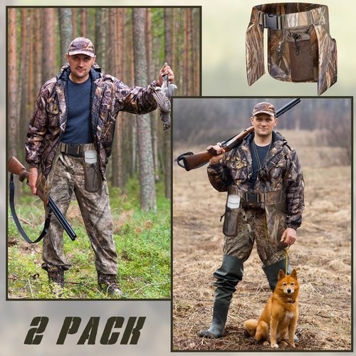 Huhumy 2 Pcs Adjustable Dove Belt with Shell Bags Breathable Dove Hunting Belt Shooting Game Bag with Water Bottle Carrier for Men Gear Field Accessories, 600d Oxford Cloth, 29 x 10.98 x 10 Inch