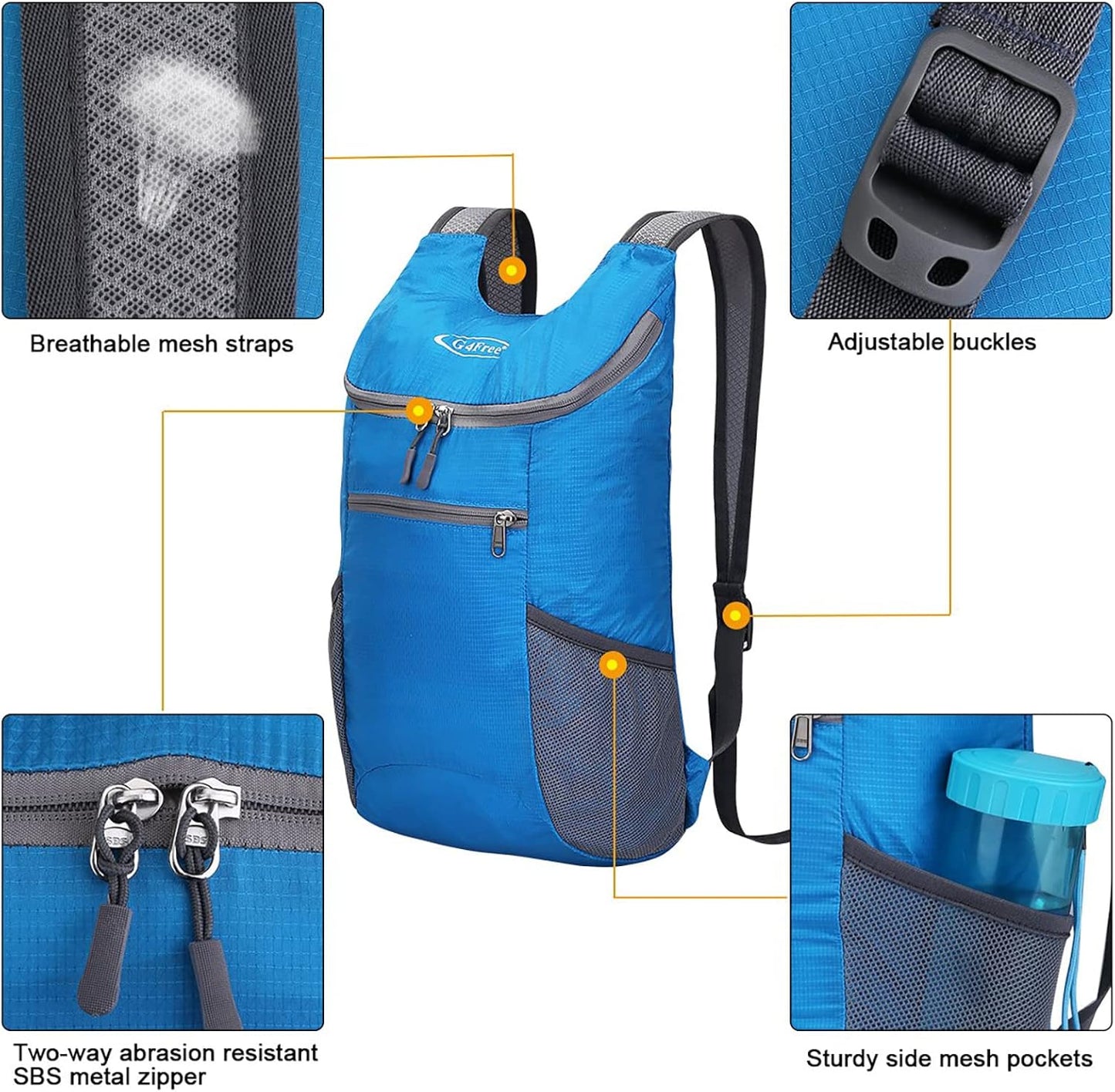 G4Free Lightweight Packable Hiking Backpack for Men Women Small Hiking Daypacks Foldable Shoulder Pack Casual Outdoor Bag 11L