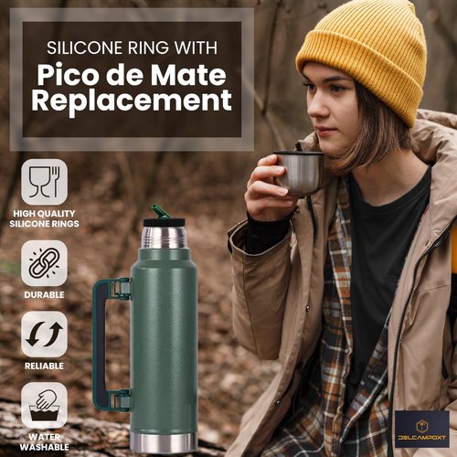DelCampoXT Termo/Thermal Stopper Pico de Mate Stanley Replacement Cap - Fits Classic Vacuum Insulated Wide Mouth Bottles (1.1QT, 2QT) (Black)