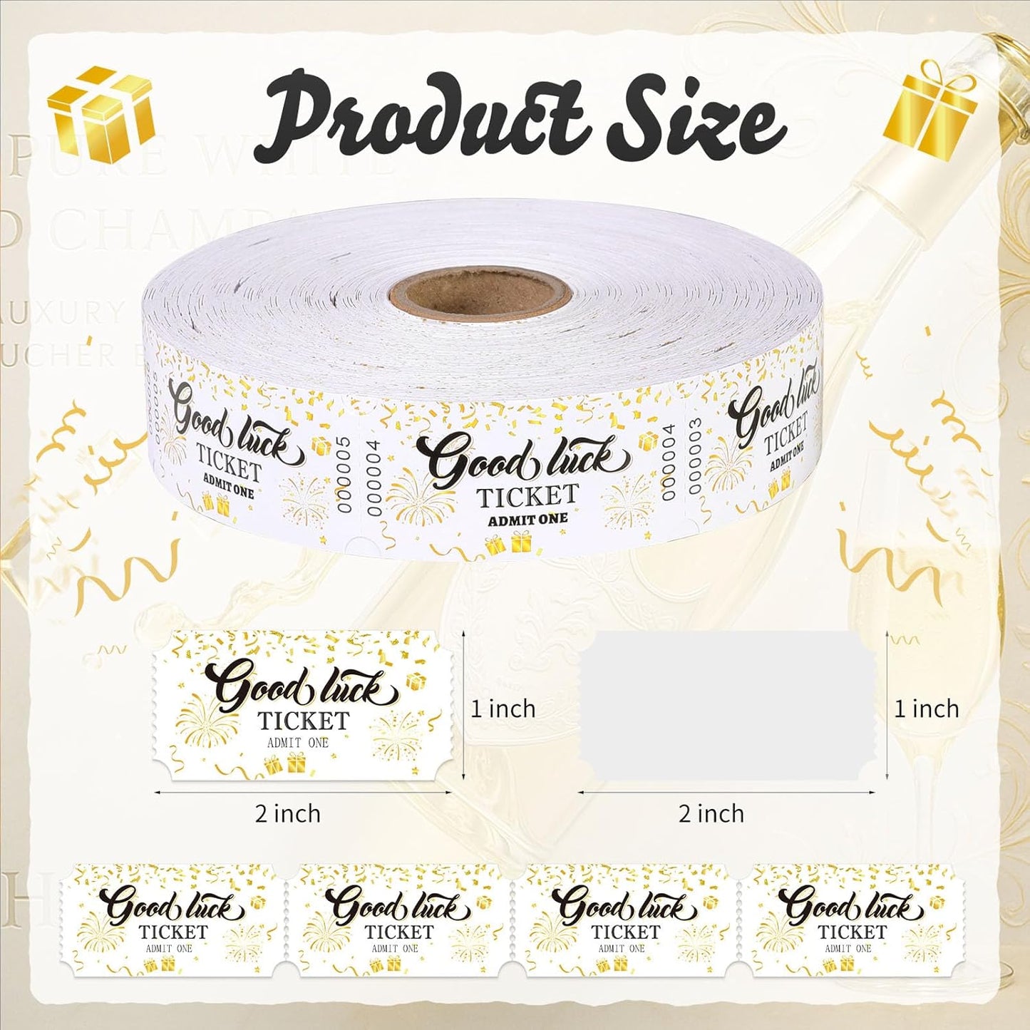 1000 Pcs Drink Ticket Single Raffle Tickets Roll Cocktail Design Free Drink Ticket for Events Wedding Work Formal Parties Leisure Class Reward
