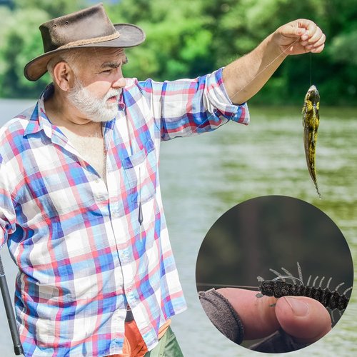 Relaxgiant 36 Pcs Hellgrammite Fishing Lures 3 Inch Soft Plastic Hellgrammite Fly Realistic Fishing Bait Artificial for Freshwater(White, Black)