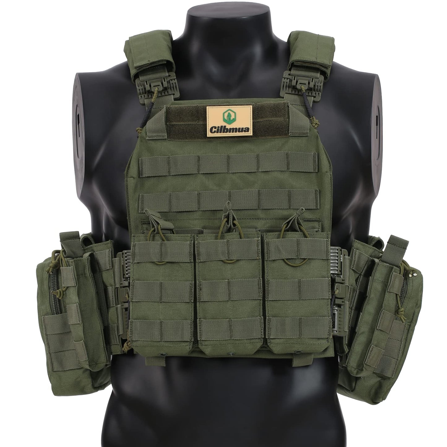 Cilbmua Tactical Vest Quick Release for Men Outdoor Molle Airsoft Vests Adjustable Breathable Weighted Gear for CS/Training (Green)
