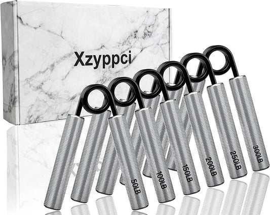 Xzyppci Metal Grip Strength Trainer 6pack,50-300LB Hand Gripper kit,Non-Slip Heavy-Duty Wrist Forearm Strengthener,Hand Grip Strengthener