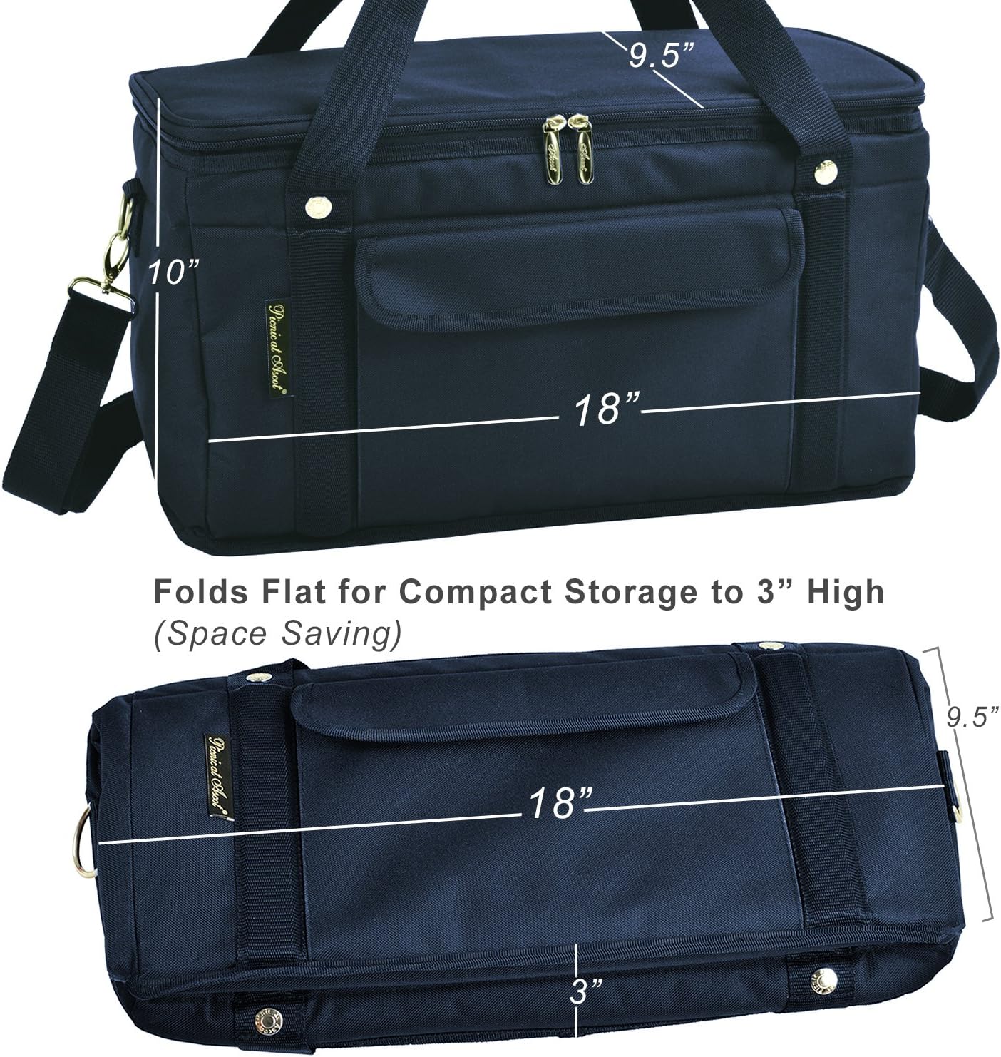 Picnic at Ascot 8025-BLB 42 Can Hybrid Semi-Rigid Folding Cooler, Navy/White
