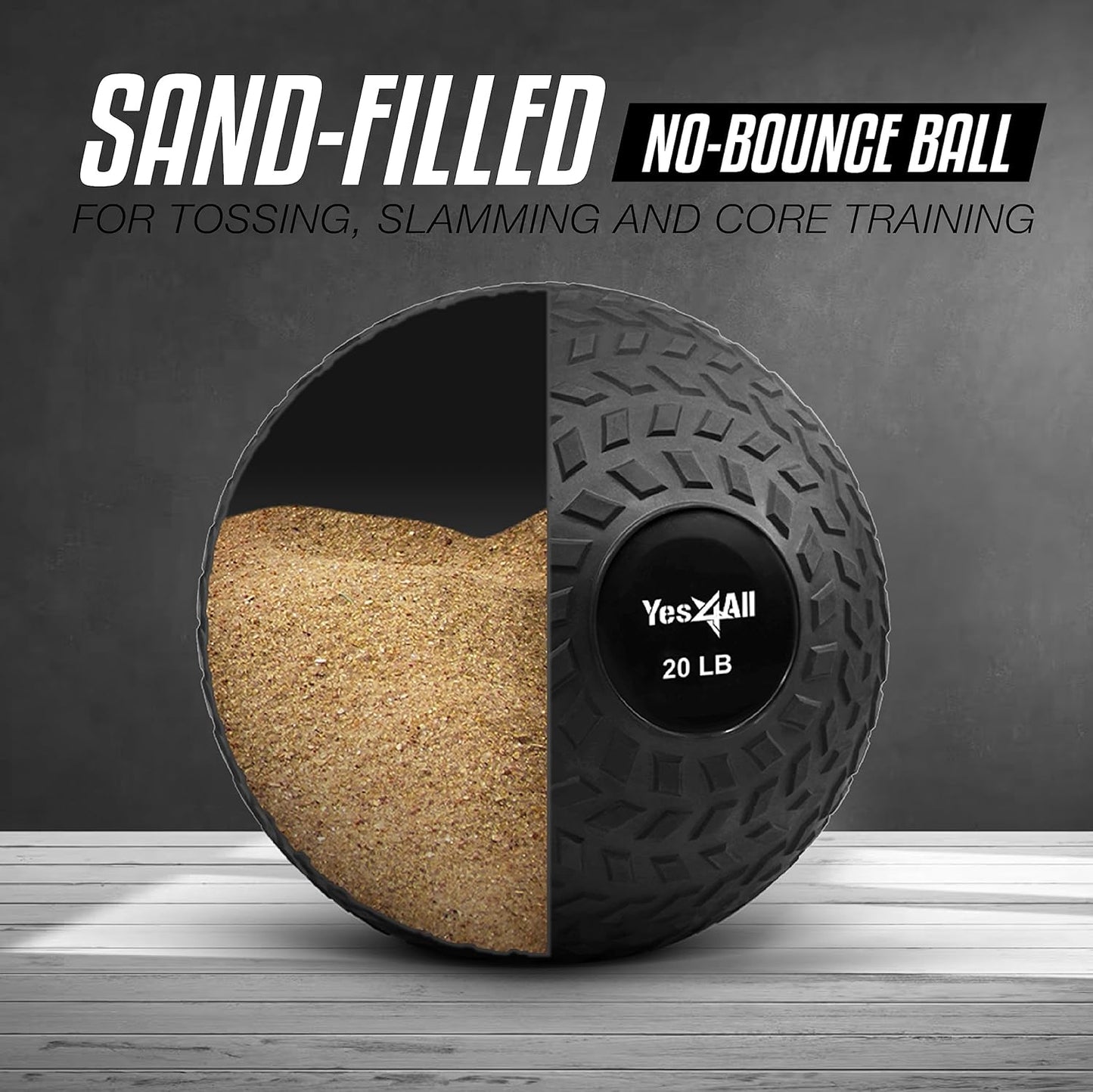 Yes4All Slam Balls, 10-40lb Weighted Ball Weight, Durable PVC Sand Filled Workout Dynamic Slam Ball for Core Strengthen