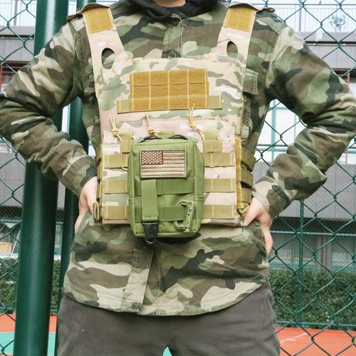Tskijun Tactical Molle Pouch Compact EDC Bag Utility Tool Pouch Durable 600D Nylon Small Travel Bag Molle Accessories Organizer for Outdoor Activity (Army Green(1pack))