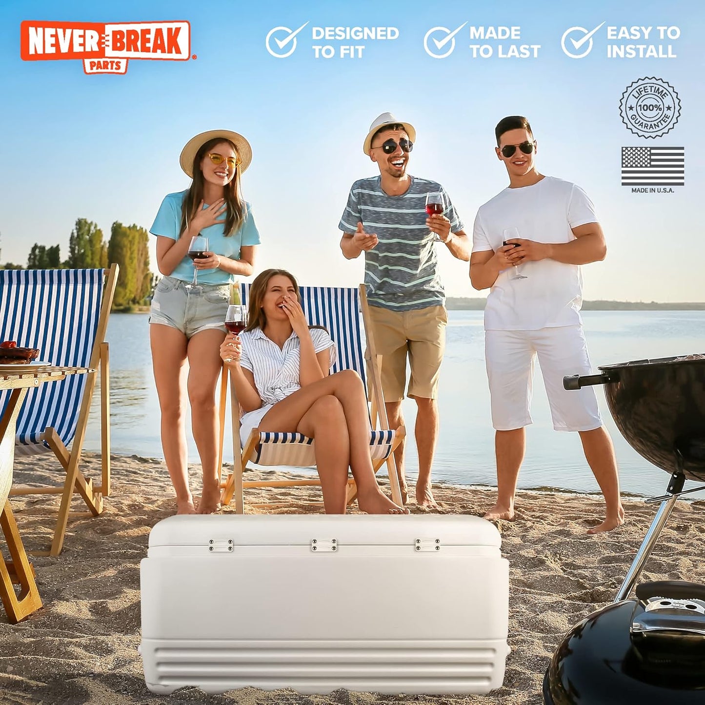 NeverBreak Parts - 3 Pack Igloo Cooler Replacement Hinges, High Strength Igloo Cooler Replacement Parts, Flexible Igloo Cooler Parts