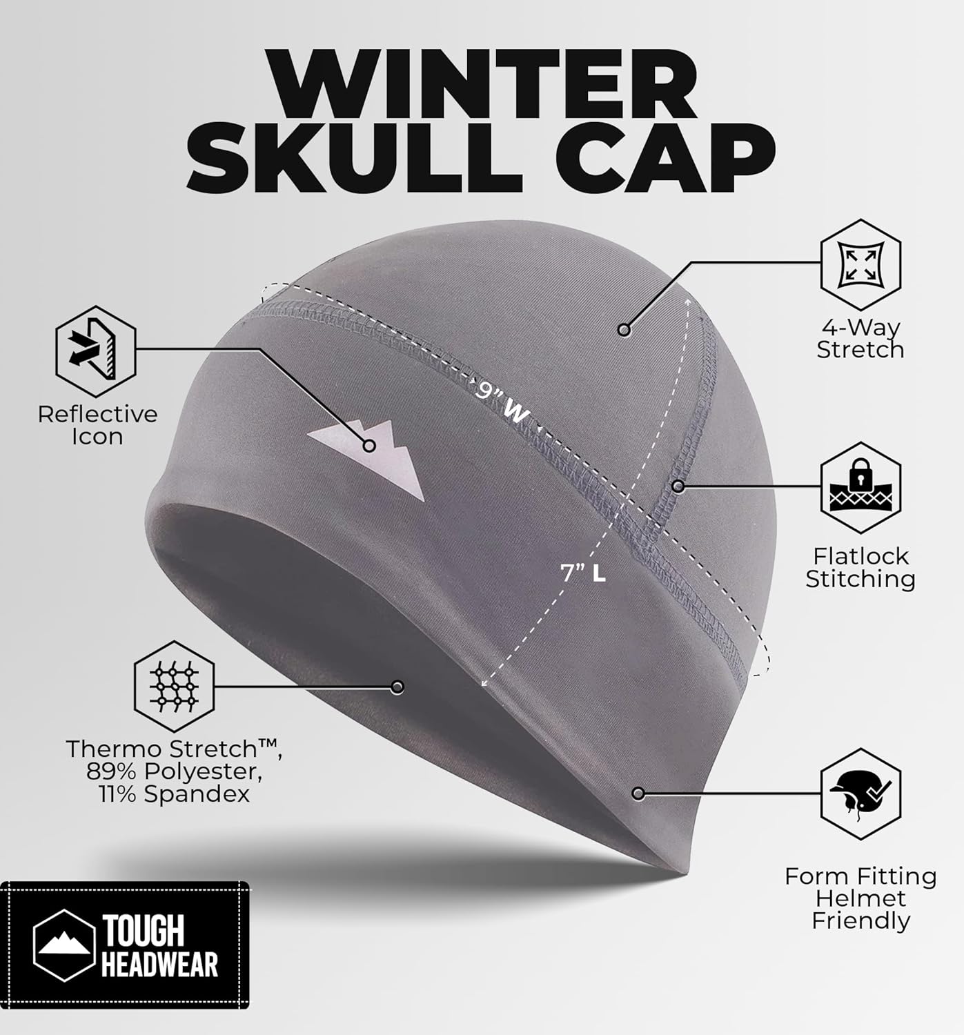Tough Headwear Skull Cap for Men - Beanie Hats - Skully Beanie Cap - Cooling Skull Caps for Men Locs Sweat Dreads Running