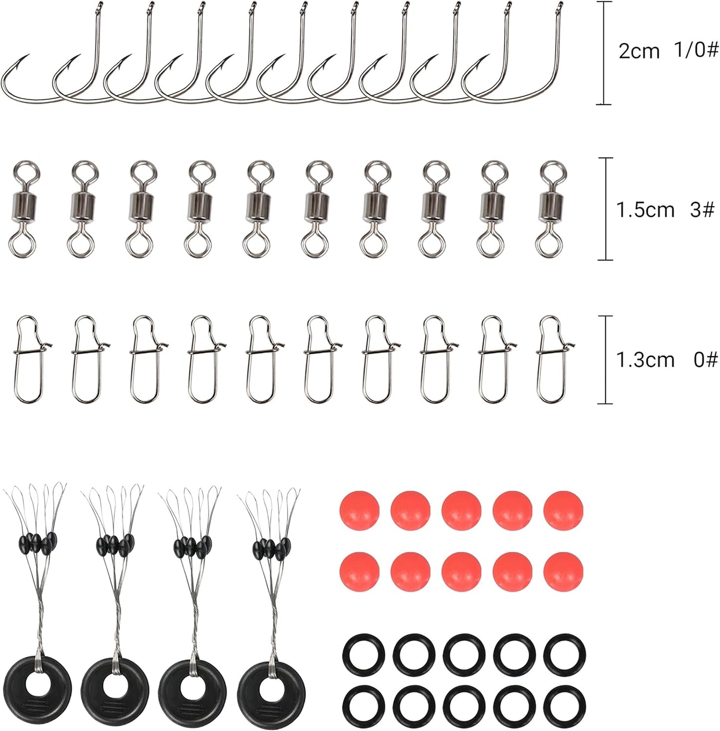 Fishing Accessories Kit, Fishing Set with Tackle Box, Fishing Hooks, Weights, Jig Heads, O-Rings, Barrel Swivels, Fastlock Snaps, Fishing Beads, Space Beans - Freshwater & Saltwater Fishing