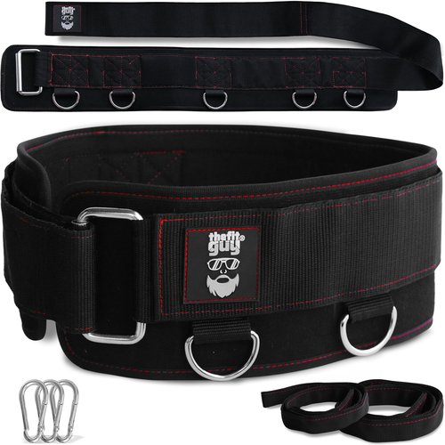 THEFITGUY Multi-Attachment Belt for Cable Machine and Smart Home Gym Squats and Hip Thrusts, 5 Attachment Points for Optimal Weight Distribution, 2 Straps (40” & 27”) and 3 Metal Snap Hooks Included