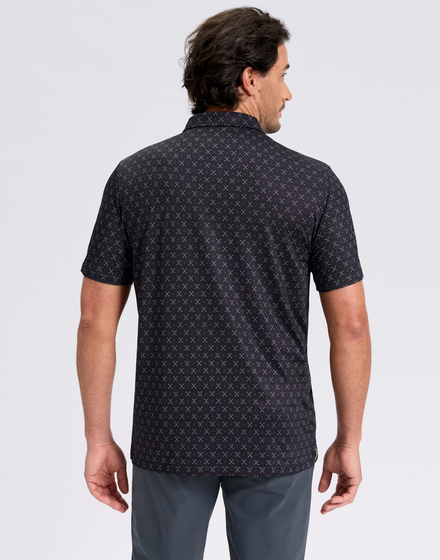 Obla Mens Golf Polo Shirts Short Sleeve Dry Fit Performance Moisture Wicking Casual Print Collared Golf Shirts for Men (Black Golf Clubs_S)