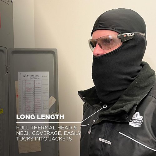 Balaclava with Spandex Top, Comfortable Wear Under Helmet, Winter Face Mask, Ergodyne N-Ferno 6822,Black