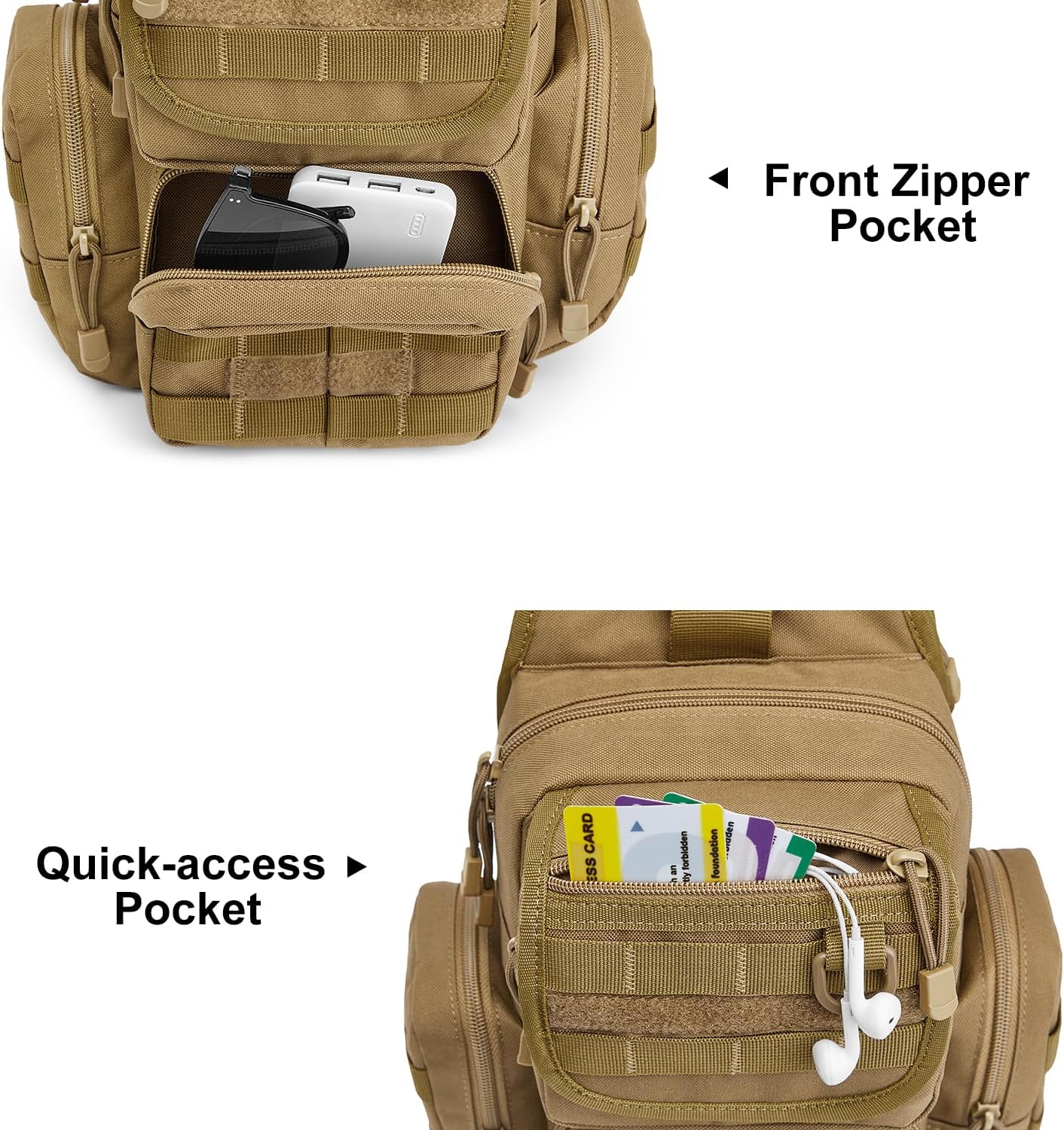 G4Free Tactical EDC Sling Bag Pack with Adjustable Holder Sling Shoulder Assault Range Backpack(Black)